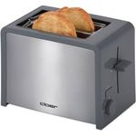 Cloer 3215 Doppelschlitztoaster, 825 W, für 2 Toastscheiben, 6 Bräunungsstufen, integrierter Brötchenaufsatz, Nachhebevorrichtung, Krümelschublade, grau