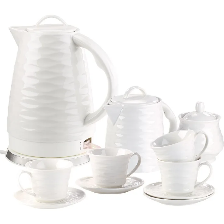 Rosenstein & Söhne Wasserkocher WK 270.rtr, 1500W, 1,7 Liter, 360°-Basis, Keramik, Porzellan, Kunststoff, weiß
