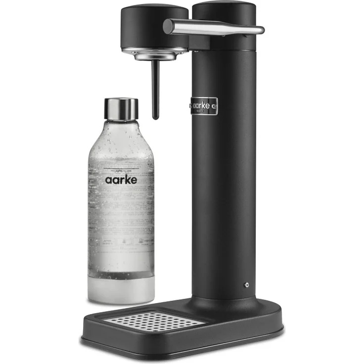 Aarke Carbonator II Wassersprudler, Edelstahl Gehäuse, inkl. 0,8L PET-Flasche (BPA frei), kompatibel mit handelsüblichen 60L CO2 Zylindern, Schwarz matt – Bild 1
