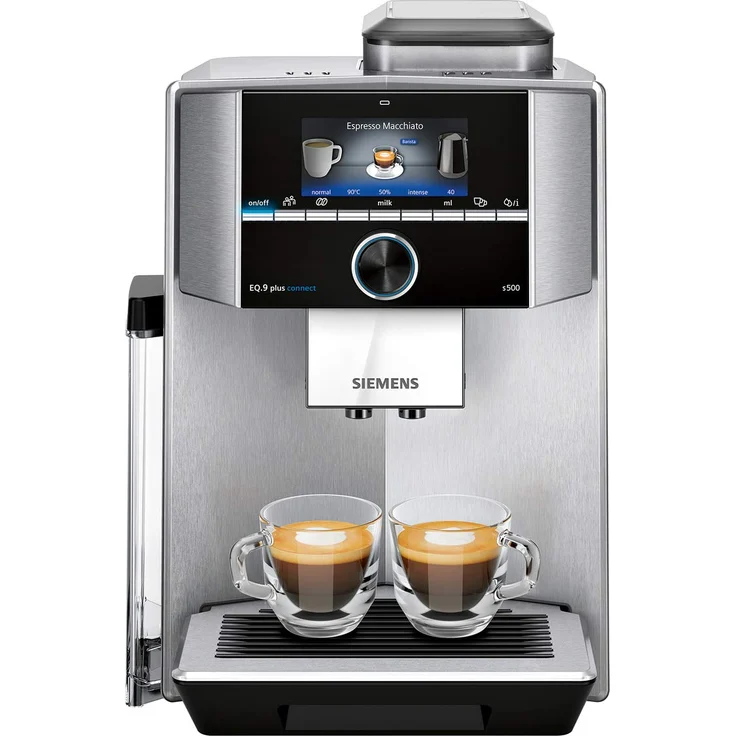 Siemens TI9553X1RW EQ.9 plus connect s500 Kaffeevollautomat, 1500 Watt, automatische Dampfreinigung, Baristamodus, iAroma, Edelstahl, mit Milchsystem und integriertem Mahlwerk – Bild 1