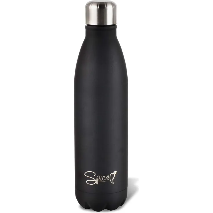 SPI Isolierflasche aus Edelstahl, Vakuumisolierung mit doppelwandiger Wasser- und Drink 500 ml, BPA-frei, für Erwachsene und Kinder, Studenten, Schwarz, m