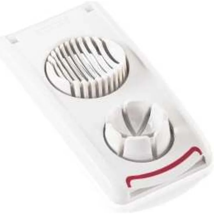 Leifheit Eierschneider Combi ComfortLine-Serie mit 3 Funktionen, Champignonschneider schneidet sauber und exakt, Küchenhelfer zum Schneiden von Eiern, Pellkartoffeln, rostfreier Schneidedraht, weiß