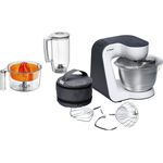 Bosch MUM50123 StartLine Küchenmaschine, 800W, 3,9L Edelstahlschüssel, 4 Geschwindigkeiten, inkl. Patisserie-Set, Standmixeraufsatz, Zitruspressenaufsatz, grau, Serie: MUM5