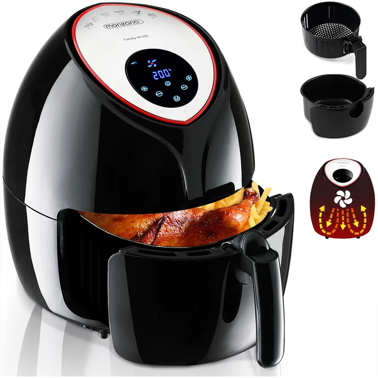 Monzana Heißluftfritteuse Fritteuse 6,5 L, 1850W, ohne Sichtfenster inkl. Gratis Rezeptheft