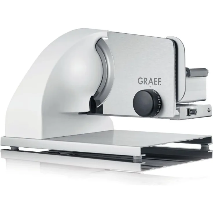 Graef SKS901EU Allesschneider, 185W, 15 mm Schnittstärke, Aluminium, Kunststoff, aluminium eloxiert-weiß