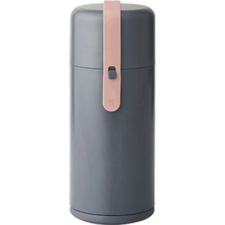 Stelton Rig-Tig Keep-It Cool Wasserflasche Grau mit Blau/Grau/Rosa Silicone Band