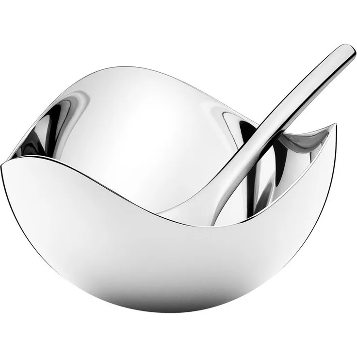 George Jensen Salz Sellar Mit Löffel, Edelstahl, Stainless Steel 11.7 x 13 x 5.1 cm