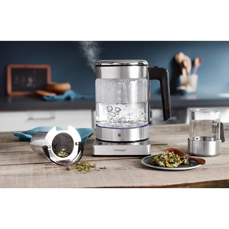 WMF Küchenminis 2 in 1 Vario Wasserkocher, mit Temperatureinstellung, 1,0l, 1900 W, Teekocher Glas mit Teebeutelhalter und Sieb – Bild 5