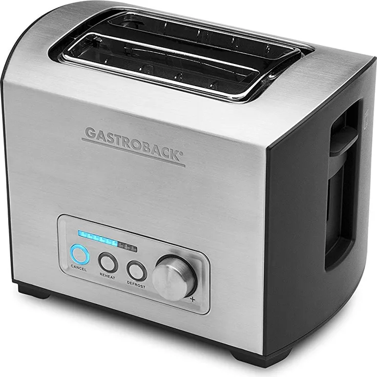 Gastroback 42397 Design Toaster Pro 2S, 2-Scheiben, intergrierter Brötchenaufsatz, 9 Bräunungsstufen, LED-Countdown-Anzeige, 950 Watt, 18-8 Edelstahl, edelstahldesign