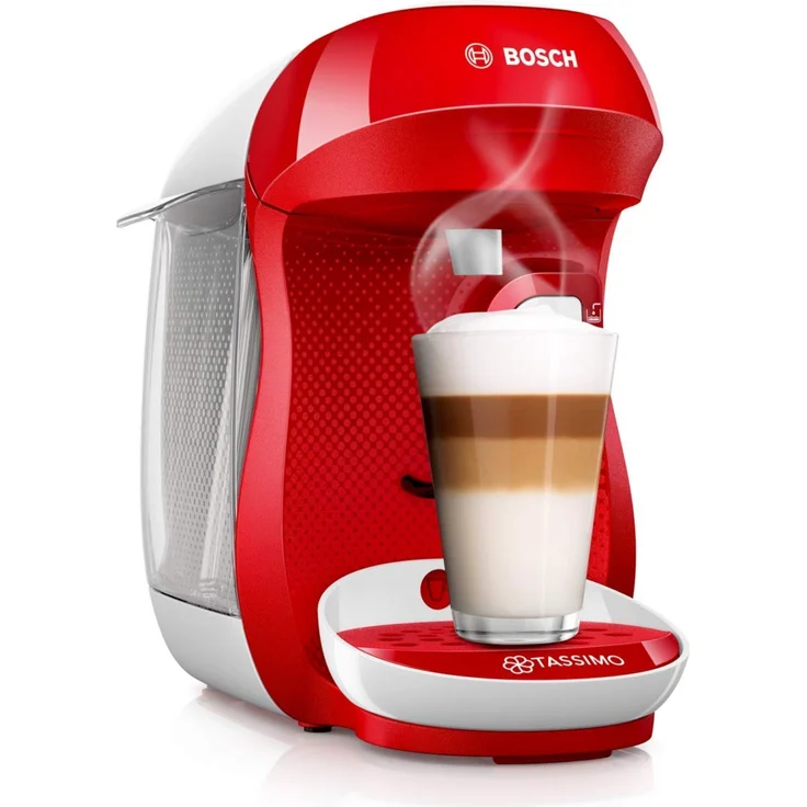 Bosch TAS1006 Tassimo Happy Kapselmaschine, über 70 Getränke, vollautomatisch, geeignet für alle Tassen, kompakte Größe, 1400 Watt, rot-weiß – Bild 2