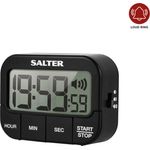 SALTER extralauter Küchentimer aus Kunststoff, Küchenuhr, Vorwärtszählen und Countdown Funktion, großes LCD Display, 3 einstellbare Töne-Lautstärken, Timer