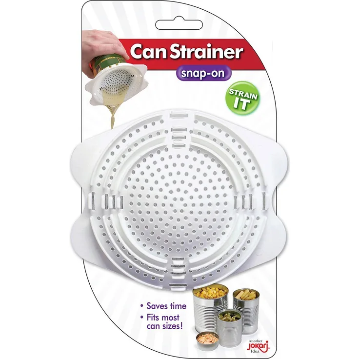 Jokari 06037 - Can Strainer Snap-On - Dosensieb - Spart Zeit, Reduziert das Durcheinander, Passt für die Meisten Dosengrößen - Einheitsgröße - Weiß - EINWEG