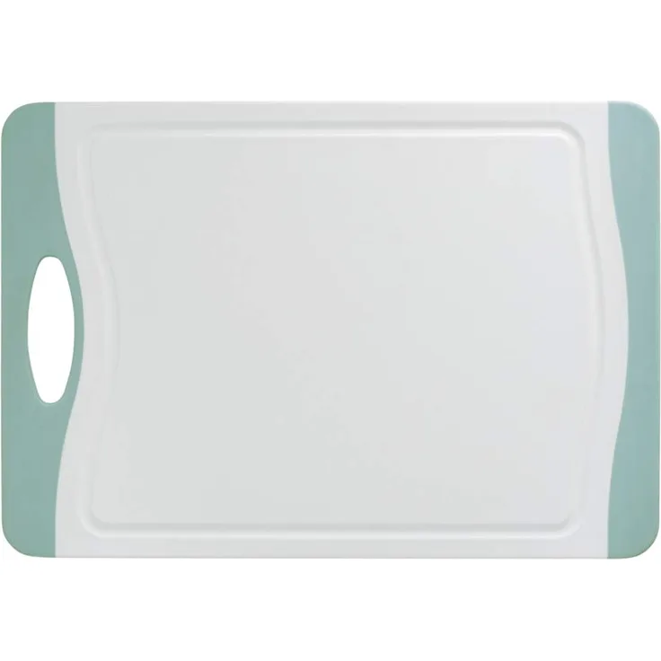 Wenko Schneidebrett Easy L - Küchenbrett, Schneidbrett mit Saftrille und Griff, antibakteriell, 39,5 x 1,3 x 28 cm, weiß