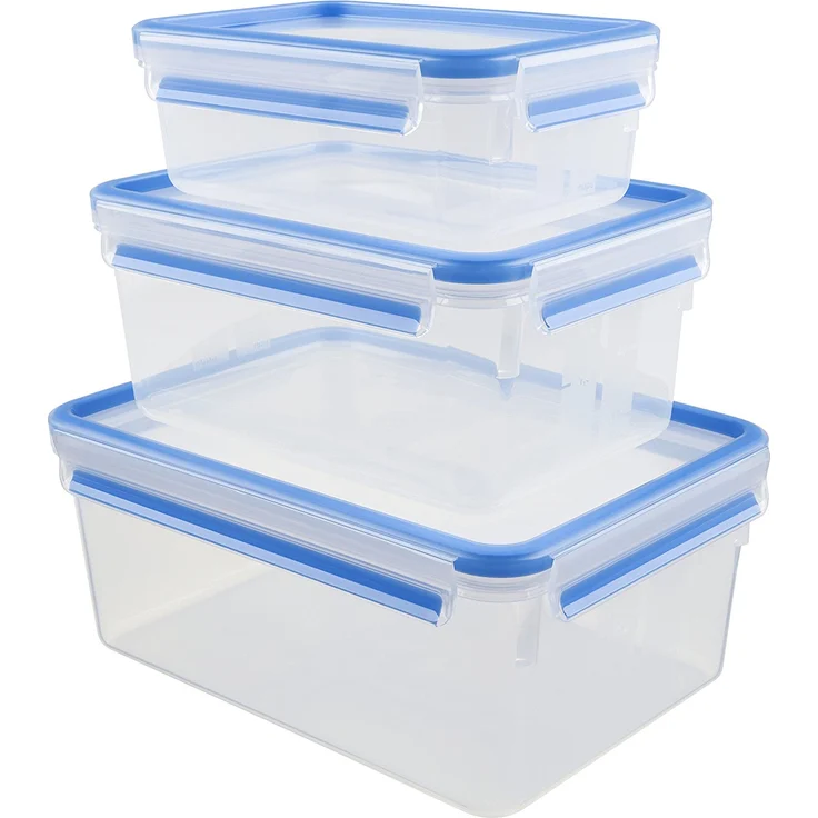 Emsa 512753 Clip & Close Frischhaltedosen | 3-teiliges Set | 1,00+ 2,30+ 3,70 L | -40 bis +100 Grad | Kunststoff | 100 % Dicht | Besondere Frische-Dichtung – Bild 1