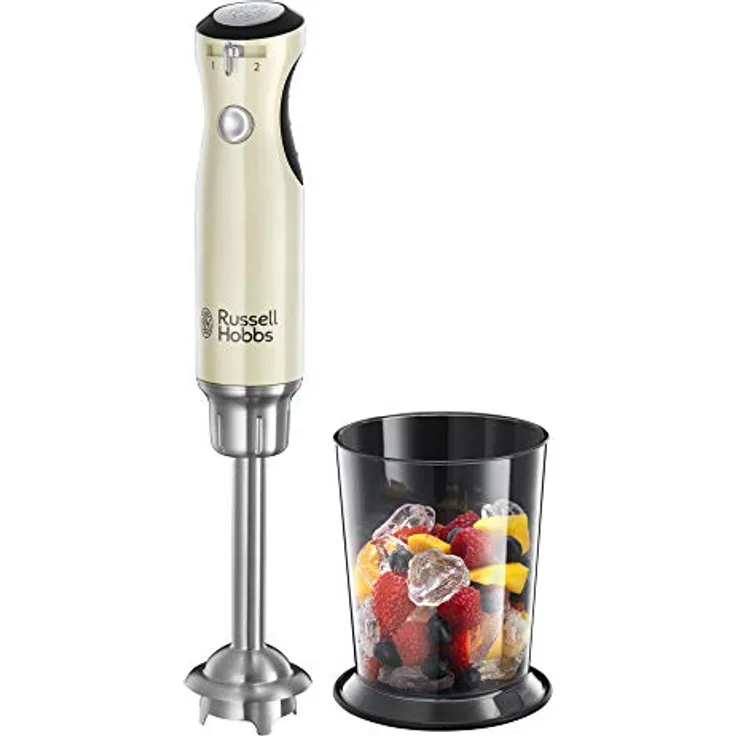 Russell Hobbs Stabmixer Retro creme, 700W, Infinity-Mix-Technologie, Messbecher + Deckel, BPA-frei, spülmaschinenfest, Zerkleinerer, Pürierstab Smoothie, Suppen, Joghurt, Saucen, Babynahrung, 25232-56