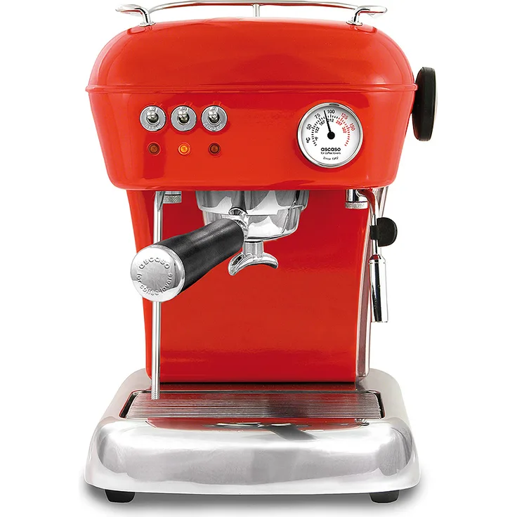 Ascaso Dream Espressomaschine Siebträgermaschine, 1,3l Wassertank, Dampfdüse, rot