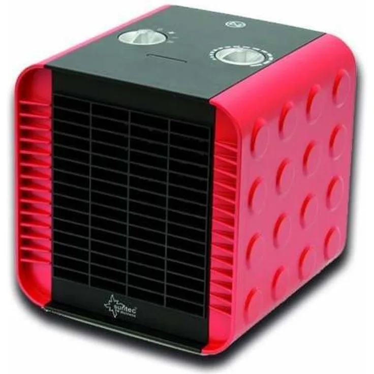 Suntec Wellness 12709 SUNTEC PTC-Heizlüfter Heat Block [für Räume bis 30 m³ (~ 13 m²), zugfreie Wärme, 3 Heizstufen, hohe Sicherheit, max. 1500 Watt] W, schwarz-rot, 18,2 x 19 x 18 cm, Heizlüfter
