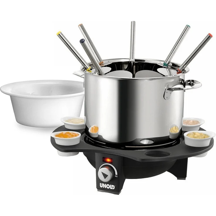 UNOLD Fondue-Elegance, Fondue-Set, Wechseltopf Edelstahl-Keramik, Zubehör, für 8 Personen, 48645 – Bild 1