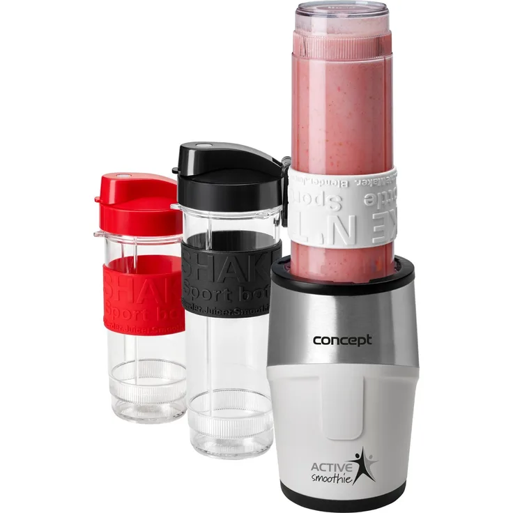 CONPT Hausgeräte sm3380 Smoothie Maker ''Active-Smoothie'' mit 3 Trinkflaschen, 500 W, weiß