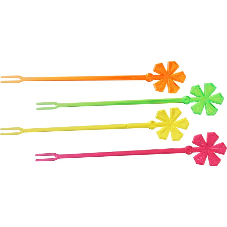 FACKELMANN Partypicker Blatt 16cm 12 Stück aus PS, Kunststoff, gelb-orange-pink-grün, 16 x 1 x 1 cm, Einheiten
