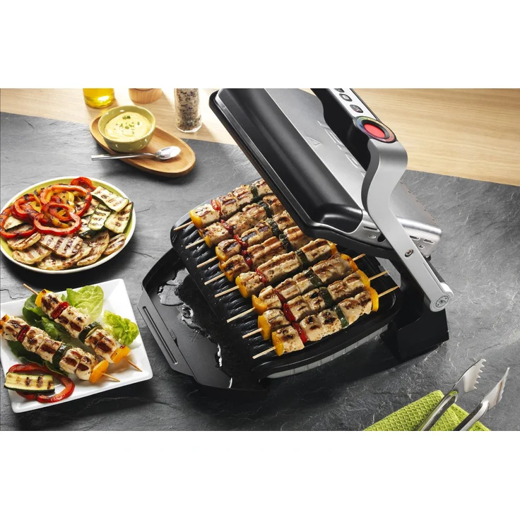 Tefal OptiGrill GC702D Kontaktgrill für ideale Grillergebnisse, 2.000 Watt, Standard-Modell, automatische Anzeige des Garzustands, 6 voreingestellte Grillprogramme 30 cm x 20 cm, schwarz, silber – Bild 6