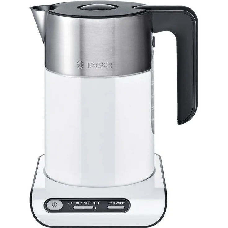 Bosch TWK8611P kabelloser Wasserkocher, Abschaltautomatik, Überhitzungsschutz, Temperaturwahl, Warmhaltefunktion, 1,5 L, 2400 W, weiß – Bild 1