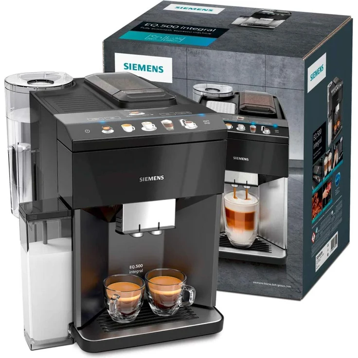 Siemens EQ.500 integral Kaffeevollautomat TQ505D09, einfache Bedienung, integriertes Mahlwerk und Milchsystem, zwei Tassen gleichzeitig, 1.500 Watt, schwarz – Bild 5