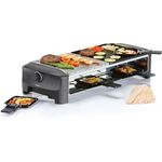Princess Raclette Grill- Steingrill für bis zu 8 Personen ? mit 8 Pfännchen und regelbarem Thermostat, 162820