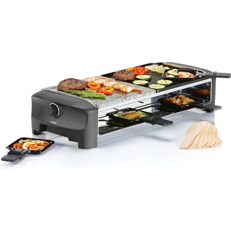 Princess Raclette Grill- Steingrill für bis zu 8 Personen ? mit 8 Pfännchen und regelbarem Thermostat, 162820 – Bild 1