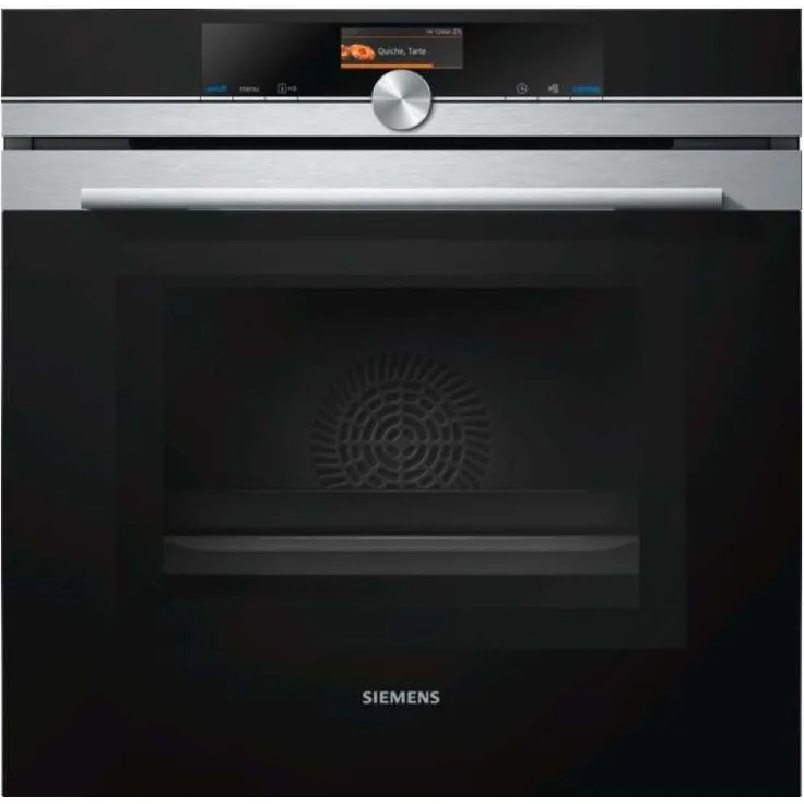 Siemens iQ700 HM636GNS1 Backofen mit Mikrowelle, Einbaugerät, Garraum 67 l, Mikrowellenleistung 800 W, Breite 59,4 cm, varioSpeed, Schnellaufheizung und coolStart, ecoClean, cookControl, edelstahl, schwarz