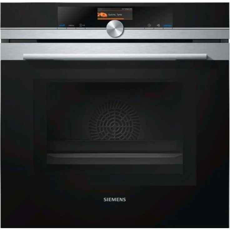 Siemens iQ700 HM636GNS1 Backofen mit Mikrowelle, Einbaugerät, Garraum 67 l, Mikrowellenleistung 800 W, Breite 59,4 cm, varioSpeed, Schnellaufheizung und coolStart, ecoClean, cookControl, edelstahl, schwarz – Bild 1