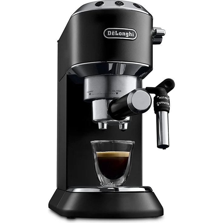 De'Longhi Dedica Style EC 685.BK Espresso Siebträgermaschine, Espressomaschine mit Professioneller Milchschaumdüse, nur 15 cm breit, 1 Liter Wassertank, Vollmetallgehäuse, E.S.E Pads geeignet, schwarz – Bild 2