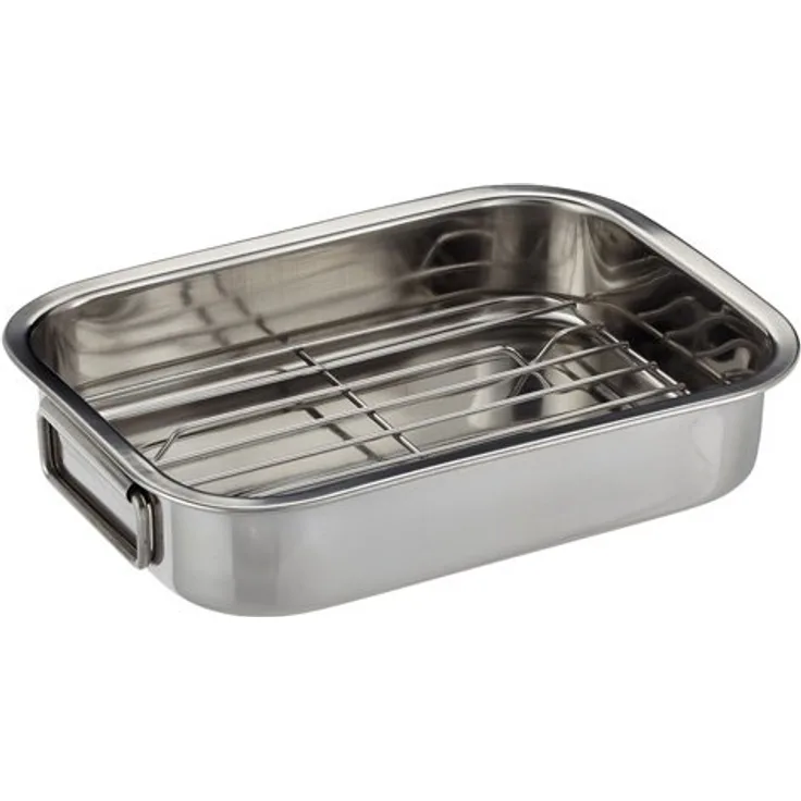 Kitchen Craft Bräter mit Rost aus Edelstahl, 20.10 x 27.3 x 5.4 cm
