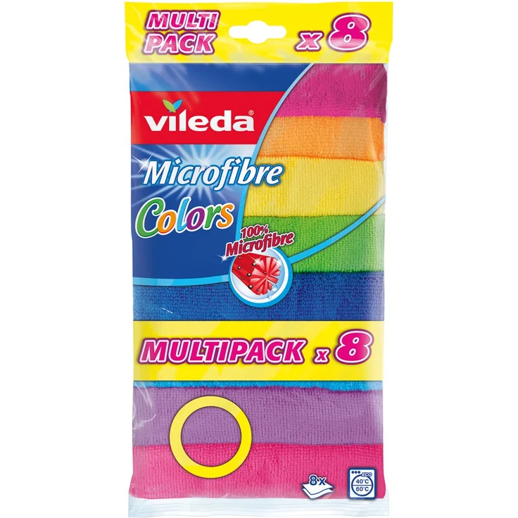 Vileda Microfaser Allzwecktücher Colors Multipack Microfaser, Mehrfarbig, 8er Pack – Bild 1
