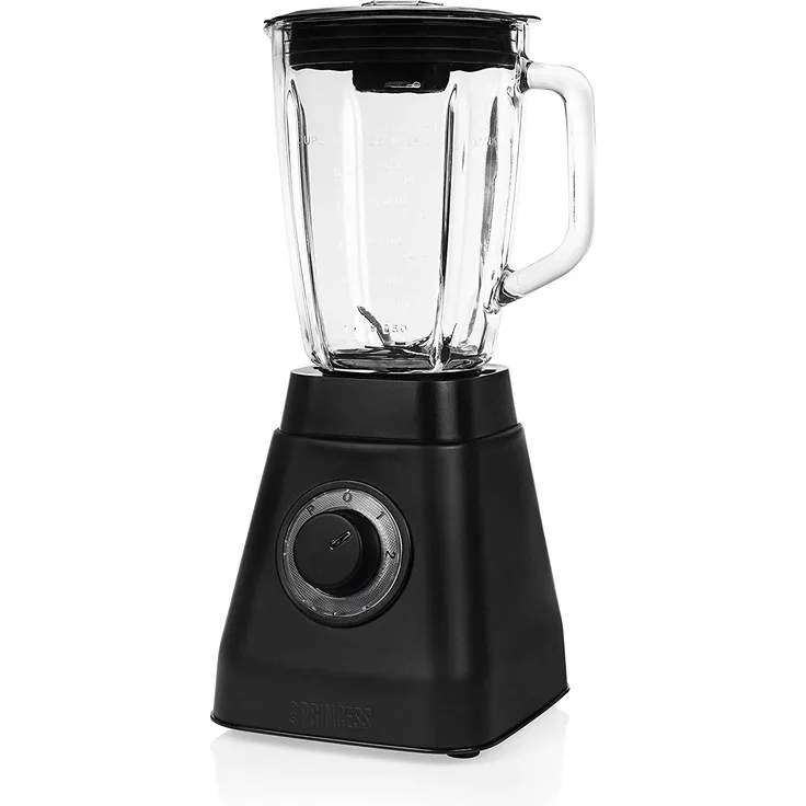 Princess Black Steel Standmixer - 1,5 Liter Fassungsvermögen, 2 Leistungsstufen, Pulsfunktion, 1000 Watt, 6 Klingen, Nachfüllöffnung, 212085