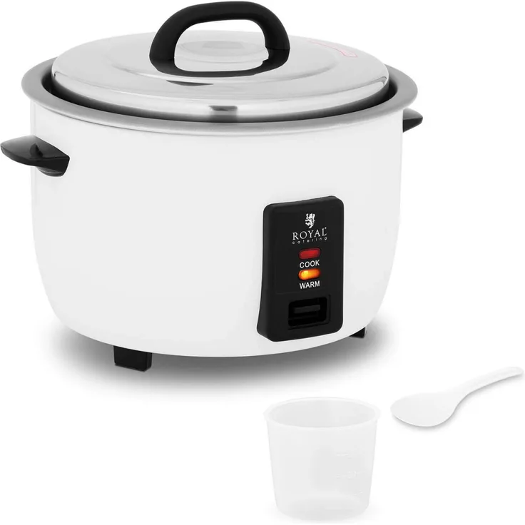Royal Catering RCRK-10L Reiskocher, 10 Liter Fassungsvermögen, 1550 Watt, Edelstahl, Aluminium, weiß