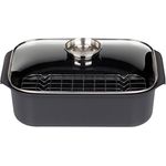 GSW Rechteckbräter Gourmet mit Aroma-Glasdeckel und Grilleinsatz, Aluguss, ø ca. 40 x 26 x H 11cm