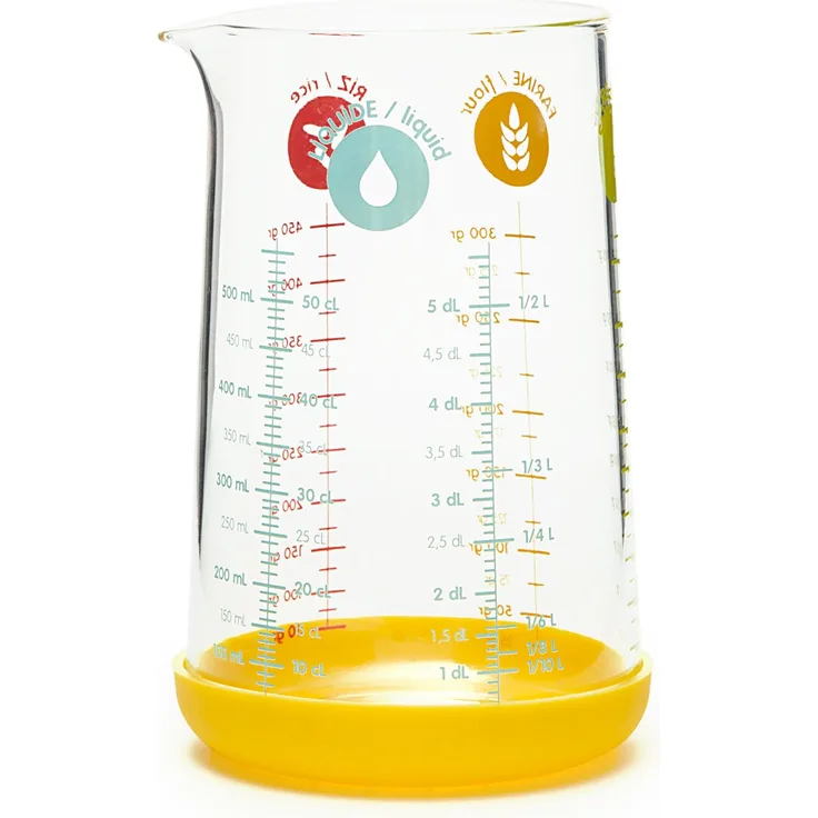 Pebbly pkm-0500j Messbecher mit Basis Silikon Glas gelb 10 x 8 x 16 cm