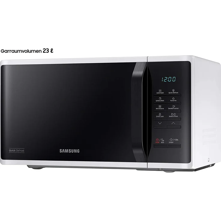 Samsung MS23K3513AW-EG Mikrowelle, Standgerät, 800 Watt, 23 Liter Garraum, 48,9 cm Breite, Quick Defrost, 29 Automatikprogramme, weiß – Bild 7