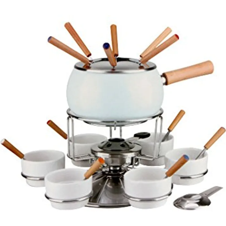 Fondue Set.23 Edelstahl SM.Weiß