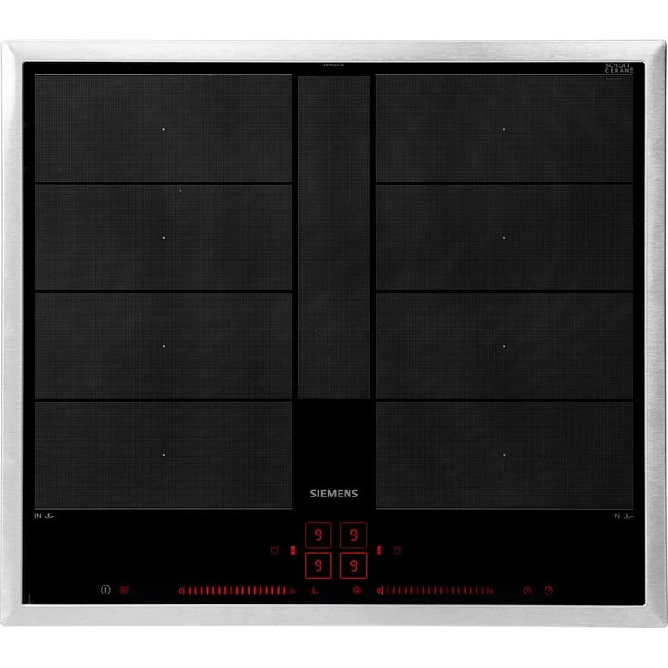Siemens EX645LYC1E Induktionskochfeld, Einbaugerät, Betriebsart elektrisch, Anzahl Kochstellen 4, Edelstahl Rahmen aufliegend, 60 cm, varioInduktion, Dual lightSlider, Bratsensor, powerMove, schwarz – Bild 2