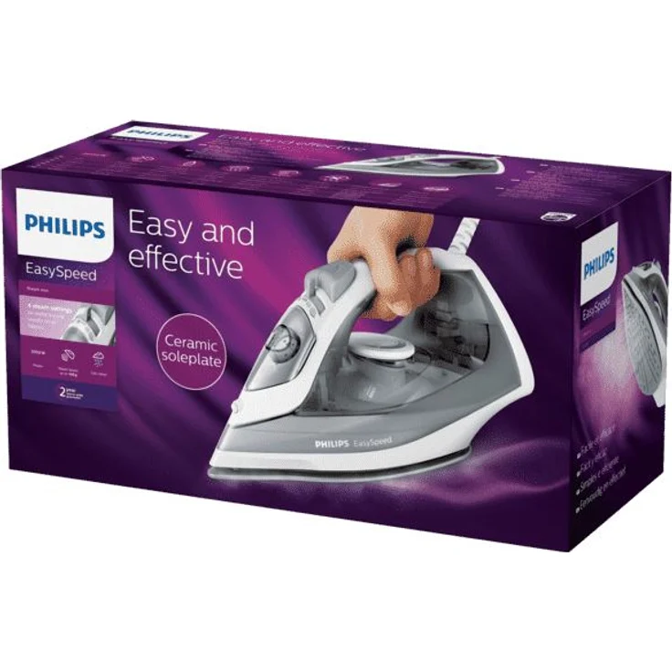 Philips GC1751-80 EasySpeed Dampfbügeleisen (2000 W, Keramik-Bügelsohle, 220ml Wassertank) grau – Bild 8