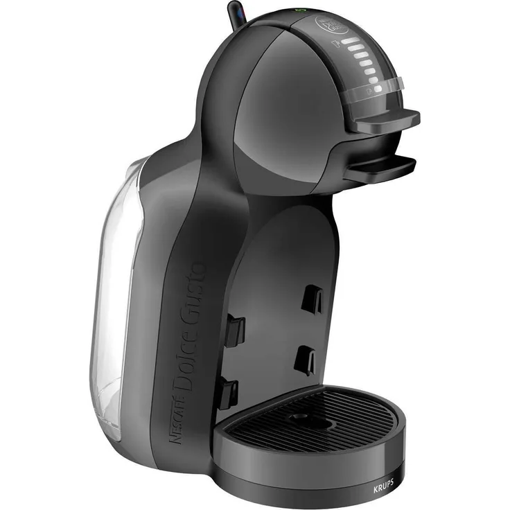 Krups Nescafé Dolce Gusto Mini Me KP1208 Kapsel Kaffeemaschine (für heiße und kalte Getränke, 15 bar Pumpendruck, automatische Wasserdosierung, Flow-Stop Technologie, 0,8 l Wassertank) anthrazit-grau