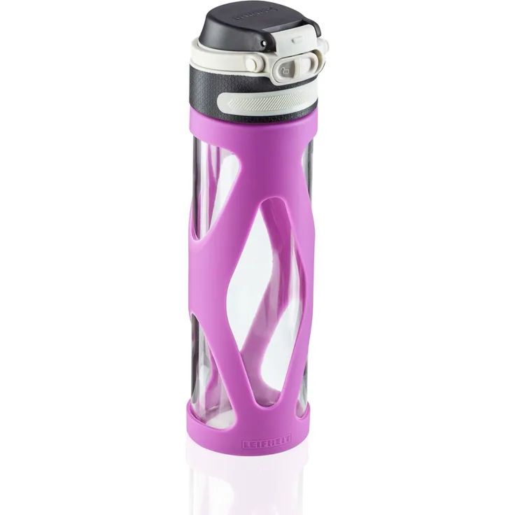 Leifheit Glasflasche Flip 600ml, 100% dichte Sportflasche, praktisches Öffnen mit einer Hand, Trinkflasche mit Filter für Fruchteinsatz, Wasserflasche, BPA frei, stoßfest, schwarz: Tests, Infos & Preisvergleich