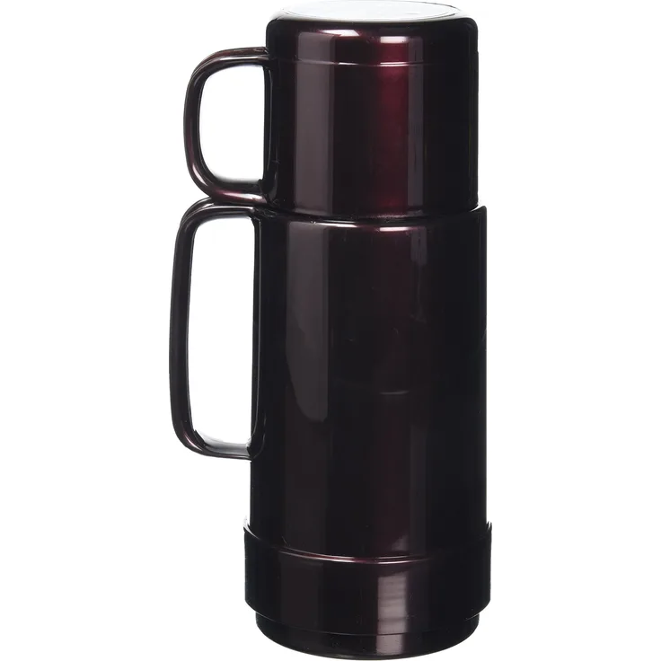 ROTPUNKT Isolierflasche 80'' 0,25l in schwarz-kirschrot, Edelstahl, 20 x 10 x 10 cm
