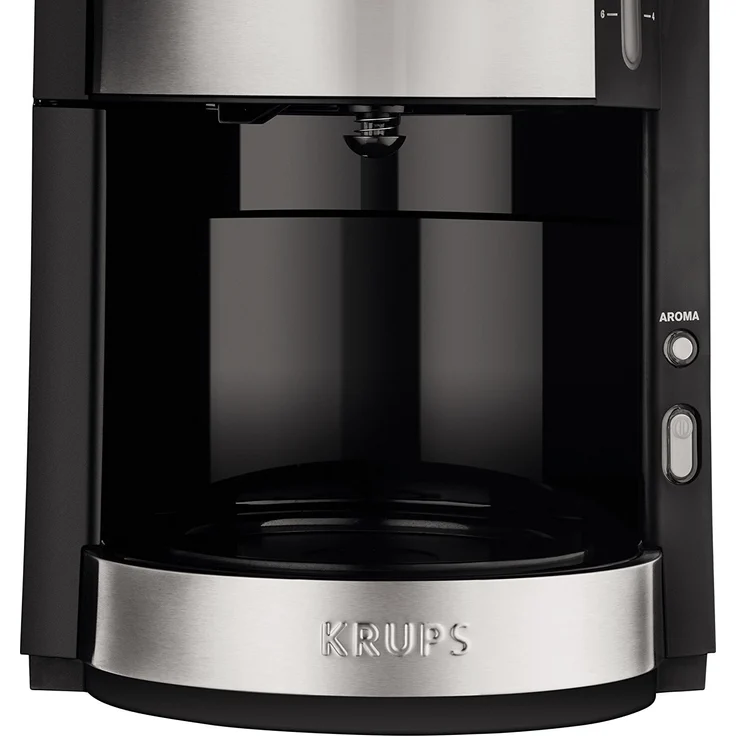 Krups KM321 Proaroma Plus Glas-Kaffeemaschine, 10 Tassen, 1100 W, modernes Design, schwarz mit Edelstahlapplikationen – Bild 8