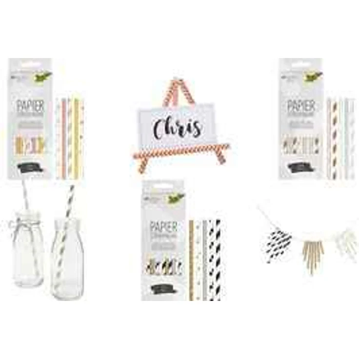 Papierstrohhalme Sweet Blossom, circa 19,7 cm lang, Ø 6mm, 25 heißfolienveredelte Strohhalme aus FSC zertifiziertem Papier, umweltfreundlich, lebensmittelecht, zum Trinken, Basteln, Dekorieren