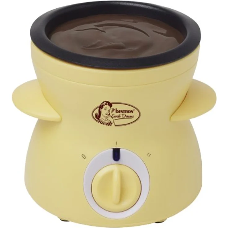 Bestron Schokoladen-Fondue im Retro Design, Sweet Dreams, 25 Watt, Gelb – Bild 1