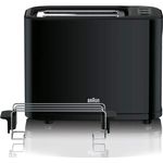 Braun HT 3010 BK Toaster | Doppelschlitz | Herausnehmbare Krümelschublade | Aufwärm- und Auftaufunktion | 7 Röstgrade | Separater Brötchenaufsatz | Schwarz
