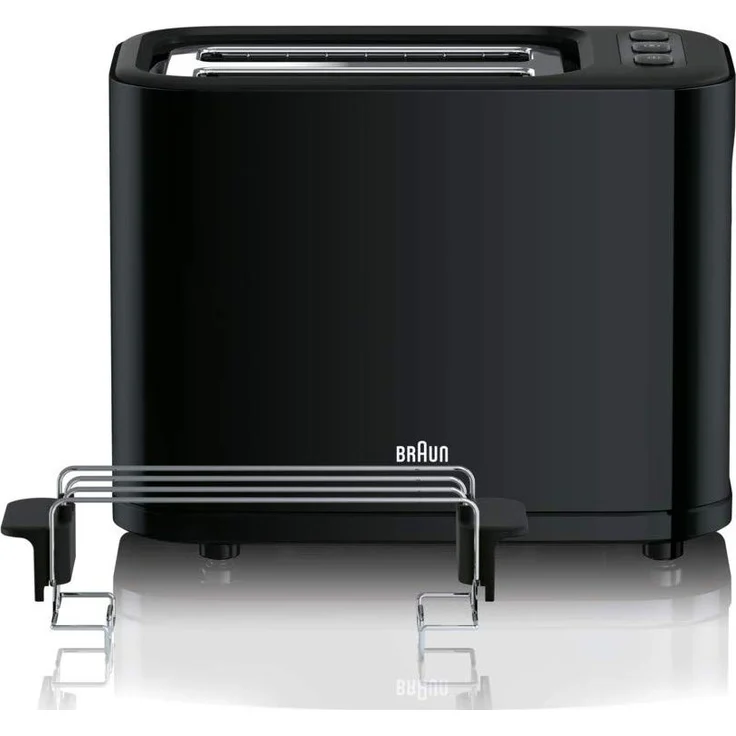 Braun HT 3010 BK Toaster | Doppelschlitz | Herausnehmbare Krümelschublade | Aufwärm- und Auftaufunktion | 7 Röstgrade | Separater Brötchenaufsatz | Schwarz – Bild 1
